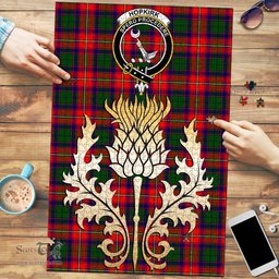 Scottish Hopkirk Clan Tartan Puzzle - Thistle Gold Style Scottish Plaid Tartan Plaid