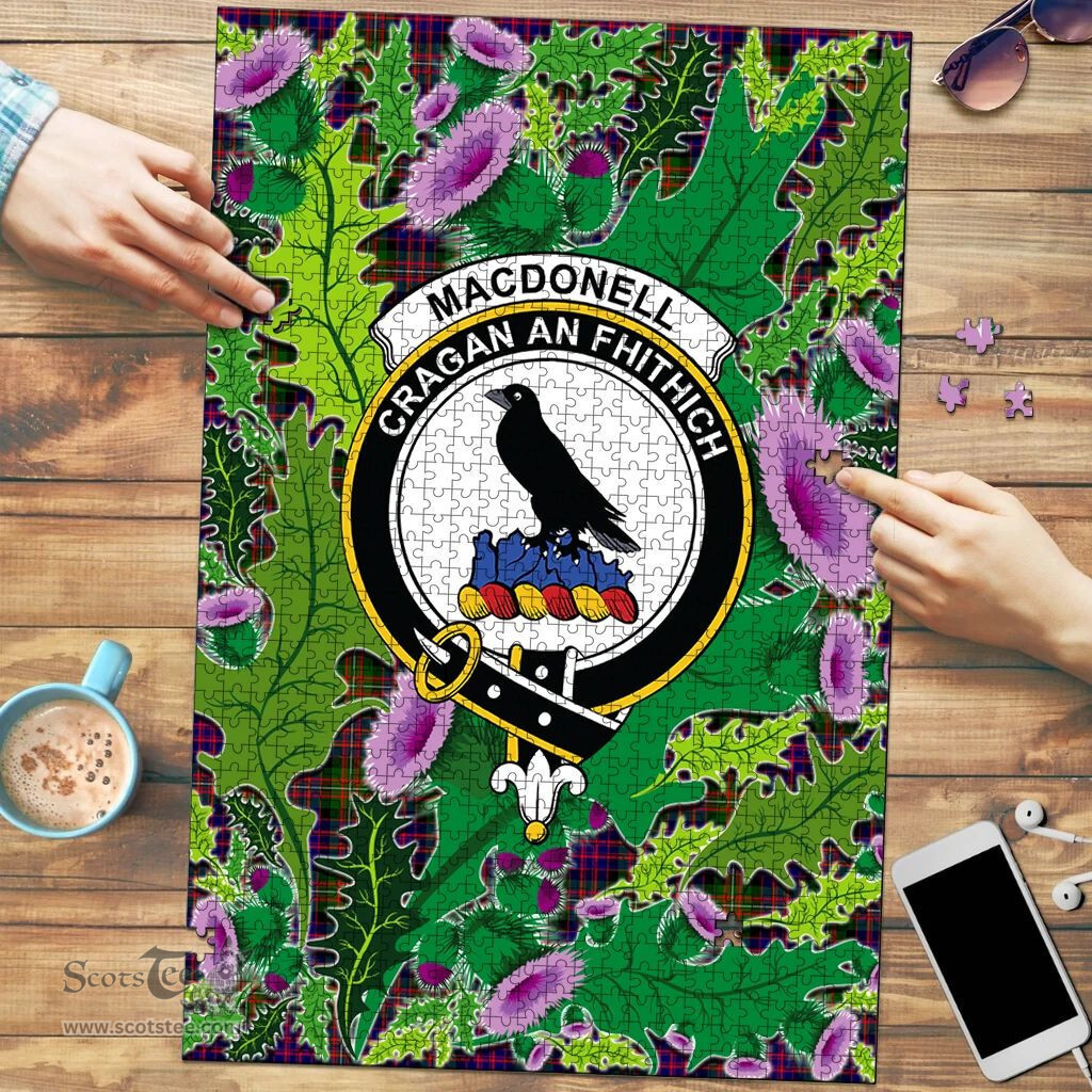 Scottish MacDonnell of Glengarry Modern Clan Tartan Puzzle - Thistle Pattern Style Scottish Plaid Tartan Plaid