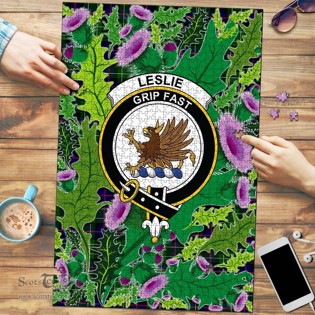 Scottish Leslie Hunting Clan Tartan Puzzle - Thistle Pattern Style Scottish Plaid Tartan Plaid