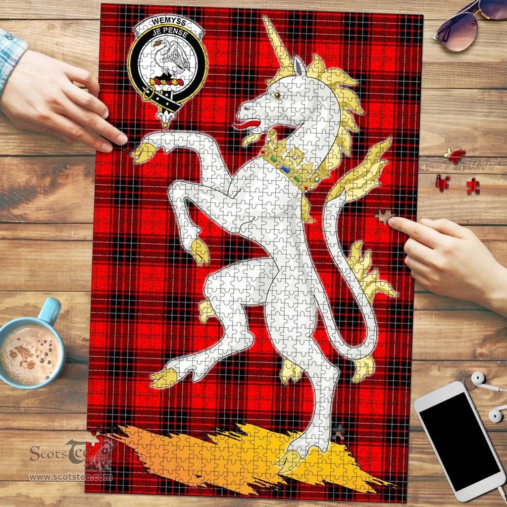 Scottish Wemyss Modern Clan Tartan Puzzle - Unicorn Style Scottish Plaid Tartan Plaid