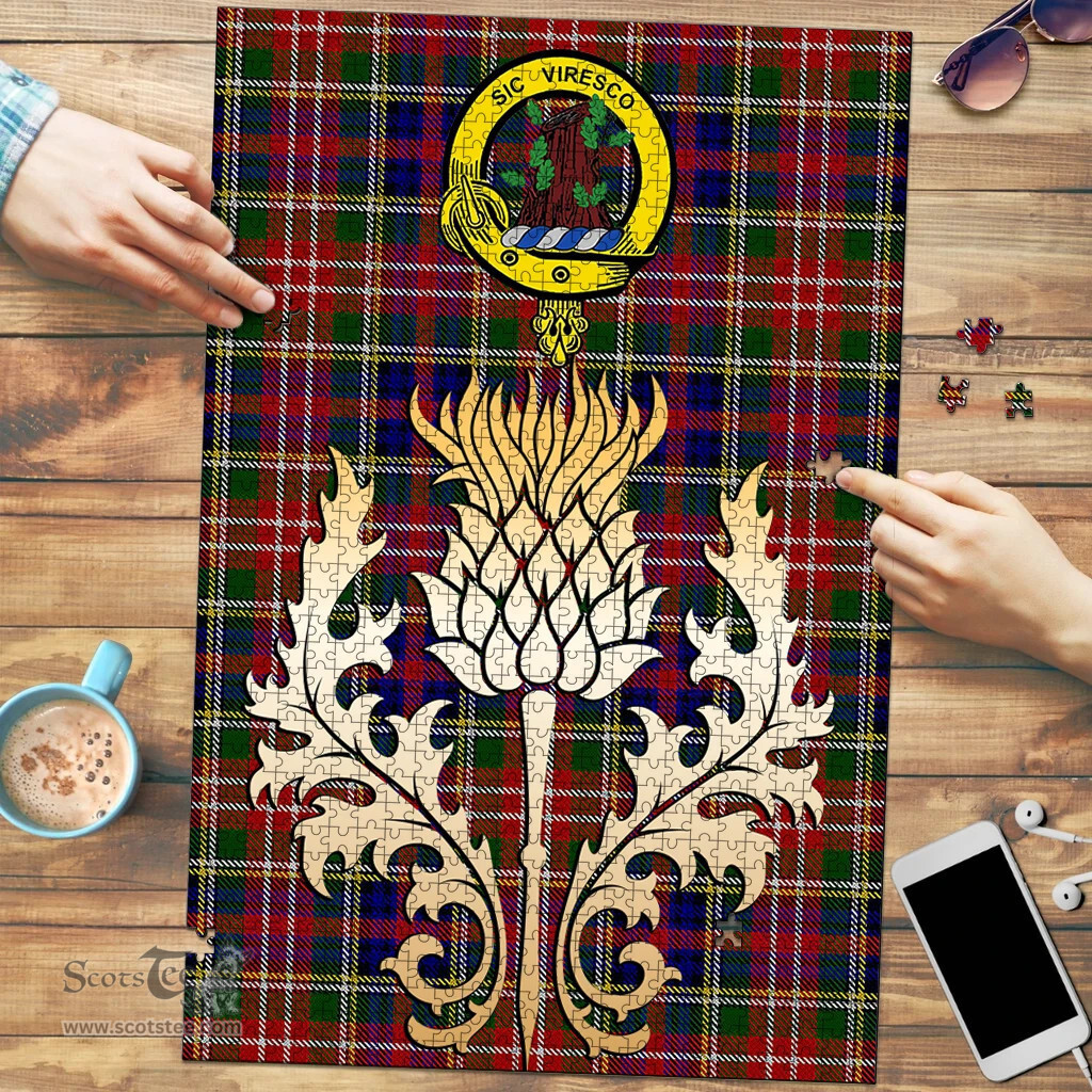 Scottish Christie Clan Tartan Puzzle - Thistle Gold Style Scottish Plaid Tartan Plaid