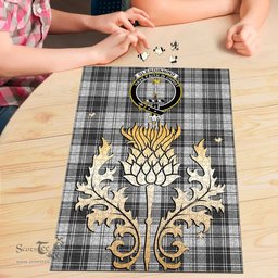 Scottish Glendinning Clan Tartan Puzzle - Thistle Gold Style Scottish Plaid Tartan Plaid