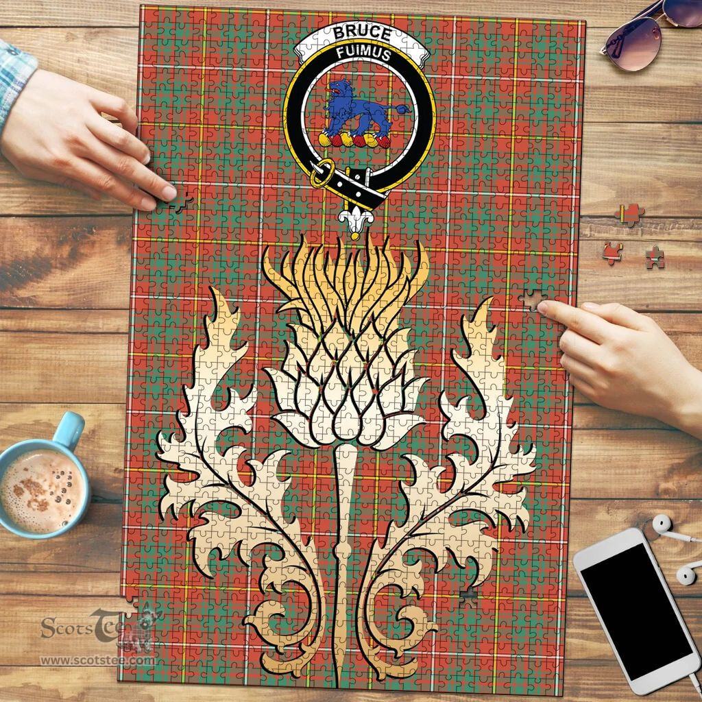 Scottish Bruce Ancient Clan Tartan Puzzle - Thistle Gold Style Scottish Plaid Tartan Plaid