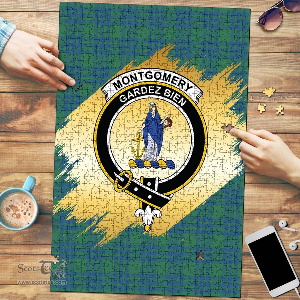 Scottish Montgomery Ancient Clan Tartan Puzzle - Gold Style Scottish Plaid Tartan Plaid