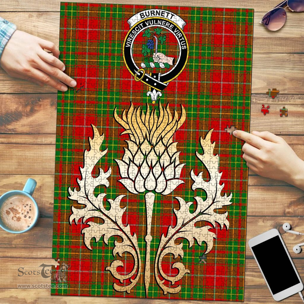 Scottish Burnett Ancient Clan Tartan Puzzle - Thistle Gold Style Scottish Plaid Tartan Plaid