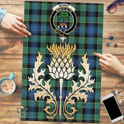 Scottish Mowat Clan Tartan Puzzle - Thistle Gold Style Scottish Plaid Tartan Plaid