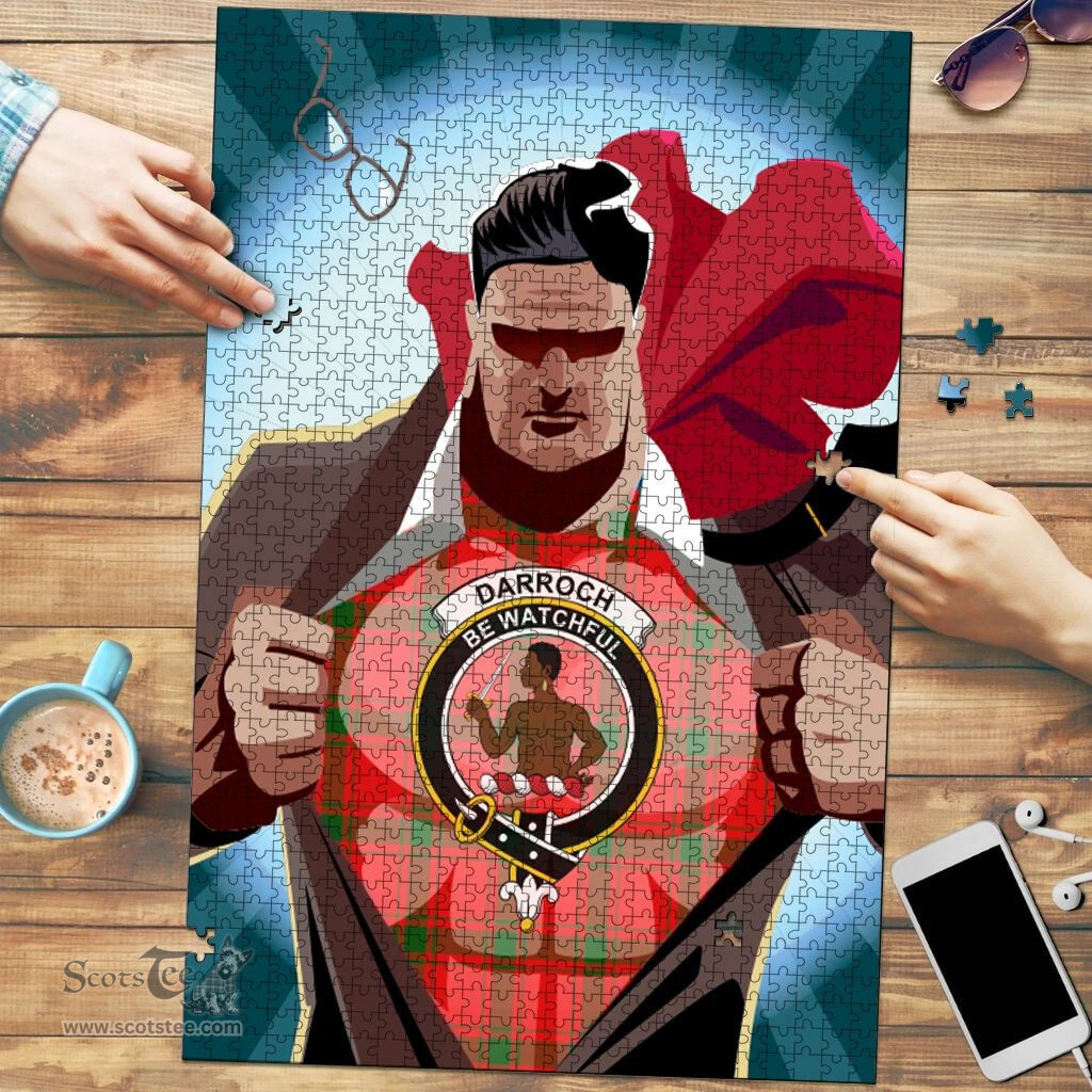 Scottish Darroch Clan Tartan Puzzle - Supper Hero Style Scottish Plaid Tartan Plaid