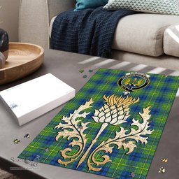 Scottish Johnston Ancient Clan Tartan Puzzle - Thistle Gold Style Scottish Plaid Tartan Plaid