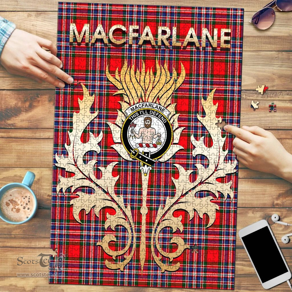 Scottish MacFarlane Modern Clan Tartan Puzzle - Thistle Scotland Style Scottish Plaid Tartan Plaid