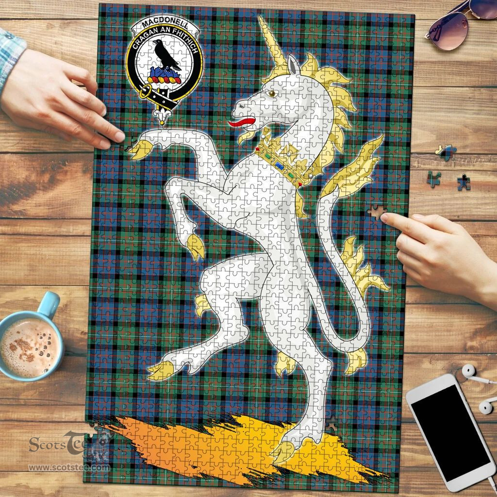 Scottish MacDonnell of Glengarry Ancient Clan Tartan Puzzle - Unicorn Style Scottish Plaid Tartan Plaid
