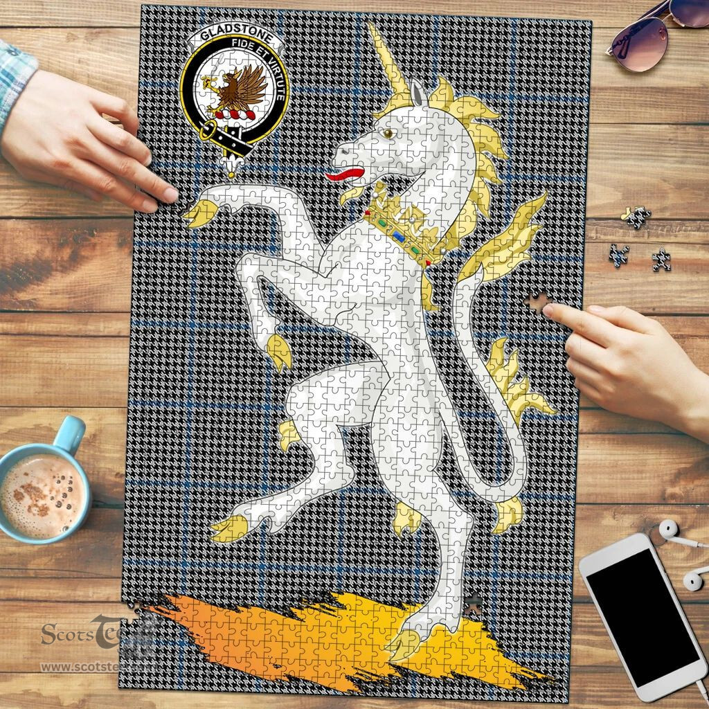 Scottish Gladstone Clan Tartan Puzzle - Unicorn Style Scottish Plaid Tartan Plaid