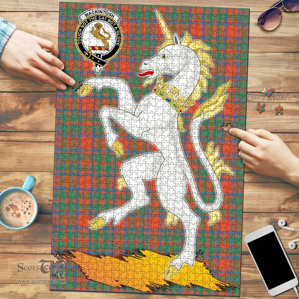 Scottish MacKintosh Ancient Clan Tartan Puzzle - Unicorn Style Scottish Plaid Tartan Plaid
