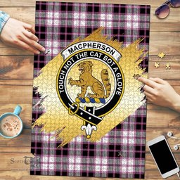Scottish MacPherson Hunting Modern Clan Tartan Puzzle - Gold Style Scottish Plaid Tartan Plaid