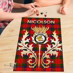 Scottish Nicolson Modern Clan Tartan Puzzle - Thistle Scotland Style Scottish Plaid Tartan Plaid