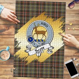 Scottish Scott Green Weathered Clan Tartan Puzzle - Gold Style Scottish Plaid Tartan Plaid