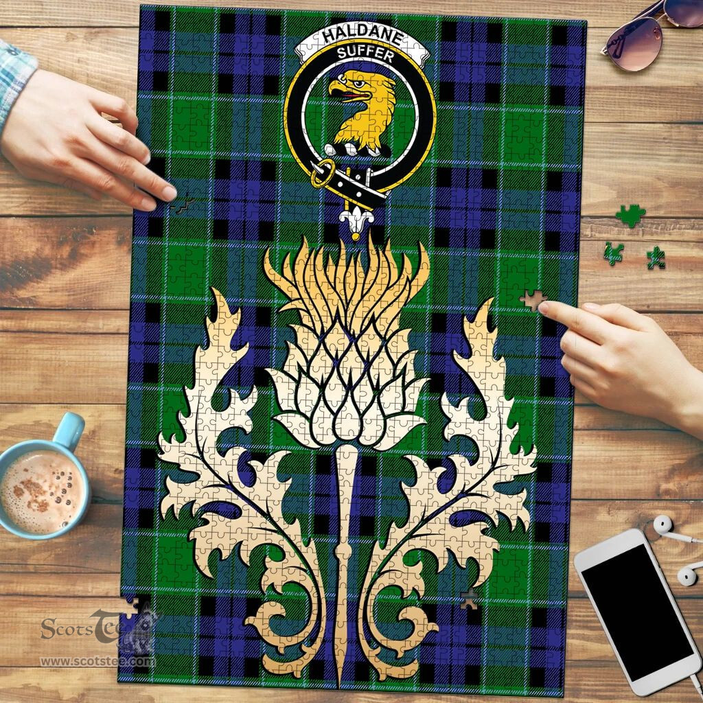 Scottish Haldane Clan Tartan Puzzle - Thistle Gold Style Scottish Plaid Tartan Plaid