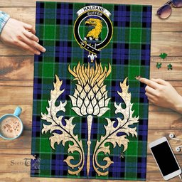 Scottish Haldane Clan Tartan Puzzle - Thistle Gold Style Scottish Plaid Tartan Plaid