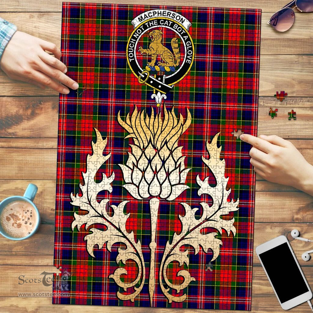 Scottish MacPherson Modern Clan Tartan Puzzle - Thistle Gold Style Scottish Plaid Tartan Plaid