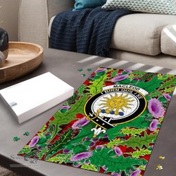 Scottish MacLeod of Raasay Clan Tartan Puzzle - Thistle Pattern Style Scottish Plaid Tartan Plaid