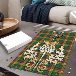 Scottish MacMillan Old Ancient Clan Tartan Puzzle - Thistle Gold Style Scottish Plaid Tartan Plaid
