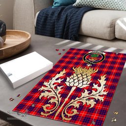 Scottish Hamilton Modern Clan Tartan Puzzle - Thistle Gold Style Scottish Plaid Tartan Plaid