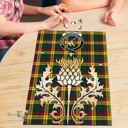 Scottish MacMillan Old Modern Clan Tartan Puzzle - Thistle Gold Style Scottish Plaid Tartan Plaid