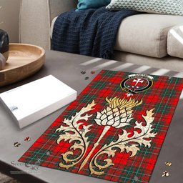 Scottish Cheyne Clan Tartan Puzzle - Thistle Gold Style Scottish Plaid Tartan Plaid
