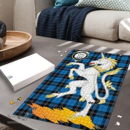 Scottish Ramsay Blue Ancient Clan Tartan Puzzle - Unicorn Style Scottish Plaid Tartan Plaid