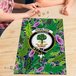 Scottish Hamilton Hunting Modern Clan Tartan Puzzle - Thistle Pattern Style Scottish Plaid Tartan Plaid