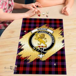 Scottish Broun Modern Clan Tartan Puzzle - Gold Style Scottish Plaid Tartan Plaid