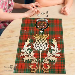 Scottish MacAulay Ancient Clan Tartan Puzzle - Thistle Gold Style Scottish Plaid Tartan Plaid