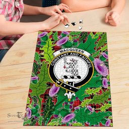 Scottish MacQueen Modern Clan Tartan Puzzle - Thistle Pattern Style Scottish Plaid Tartan Plaid