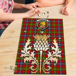 Scottish Forrester Clan Tartan Puzzle - Thistle Gold Style Scottish Plaid Tartan Plaid