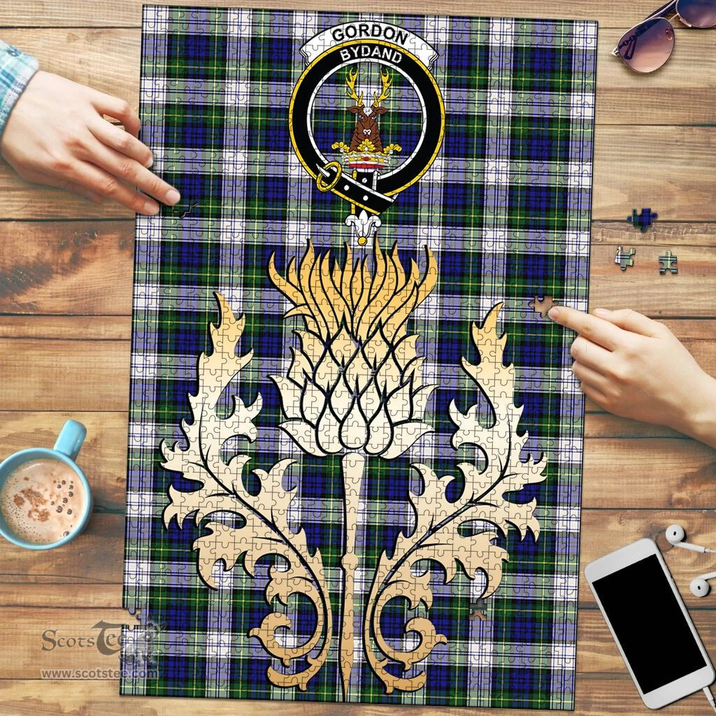 Scottish Gordon Dress Modern Clan Tartan Puzzle - Thistle Gold Style Scottish Plaid Tartan Plaid