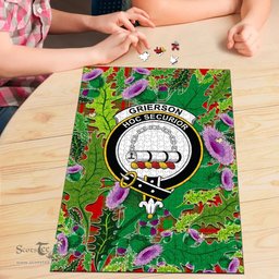 Scottish Grierson Clan Tartan Puzzle - Thistle Pattern Style Scottish Plaid Tartan Plaid