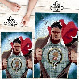 Scottish Melville Clan Tartan Puzzle - Supper Hero Style Scottish Plaid Tartan Plaid