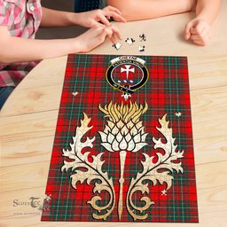 Scottish Cheyne Clan Tartan Puzzle - Thistle Gold Style Scottish Plaid Tartan Plaid