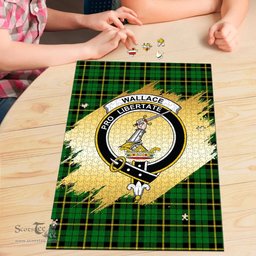 Scottish Wallace Hunting Green Clan Tartan Puzzle - Gold Style Scottish Plaid Tartan Plaid