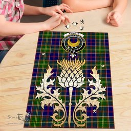 Scottish Arnott Clan Tartan Puzzle - Thistle Gold Style Scottish Plaid Tartan Plaid