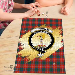 Scottish Chisholm Ancient Clan Tartan Puzzle - Gold Style Scottish Plaid Tartan Plaid