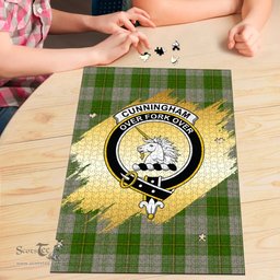 Scottish Cunningham Dress Green Dancers Clan Tartan Puzzle - Gold Style Scottish Plaid Tartan Plaid