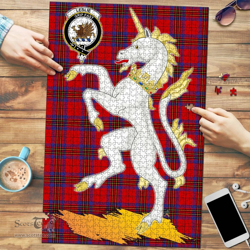 Scottish Leslie Modern Clan Tartan Puzzle - Unicorn Style Scottish Plaid Tartan Plaid
