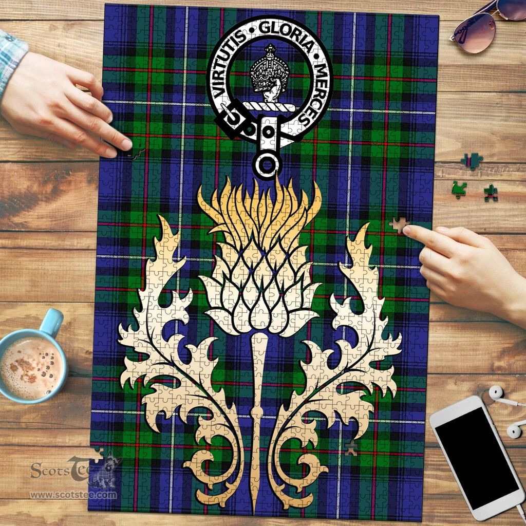 Scottish Donnachaidh Clan Tartan Puzzle - Thistle Gold Style Scottish Plaid Tartan Plaid