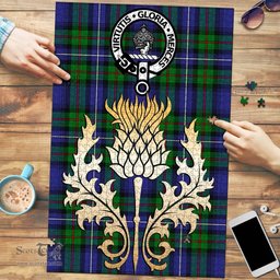 Scottish Donnachaidh Clan Tartan Puzzle - Thistle Gold Style Scottish Plaid Tartan Plaid