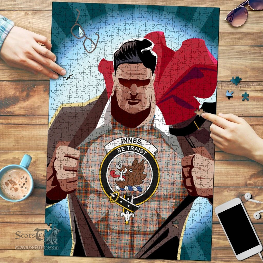 Scottish Innes Ancient Clan Tartan Puzzle - Supper Hero Style Scottish Plaid Tartan Plaid