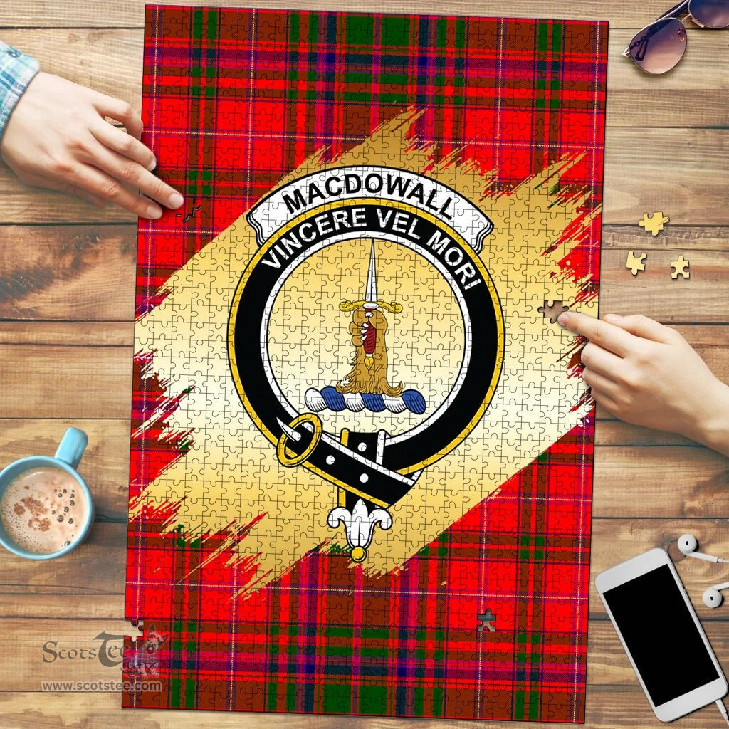 Scottish MacDowall Clan Tartan Puzzle - Gold Style Scottish Plaid Tartan Plaid