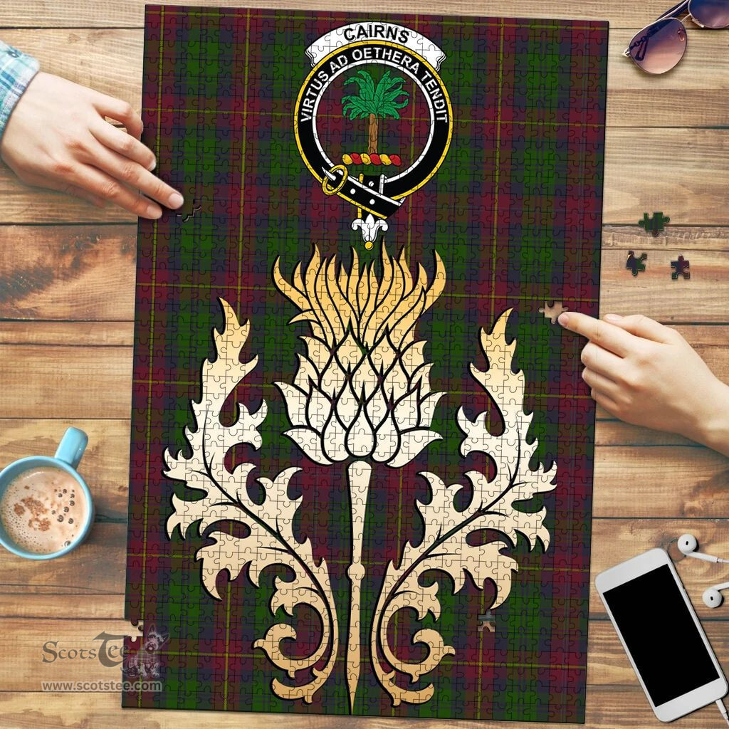 Scottish Cairns Clan Tartan Puzzle - Thistle Gold Style Scottish Plaid Tartan Plaid