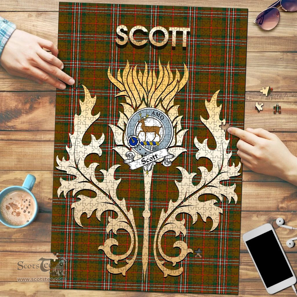 Scottish Scott Brown Modern Clan Tartan Puzzle - Thistle Scotland Style Scottish Plaid Tartan Plaid