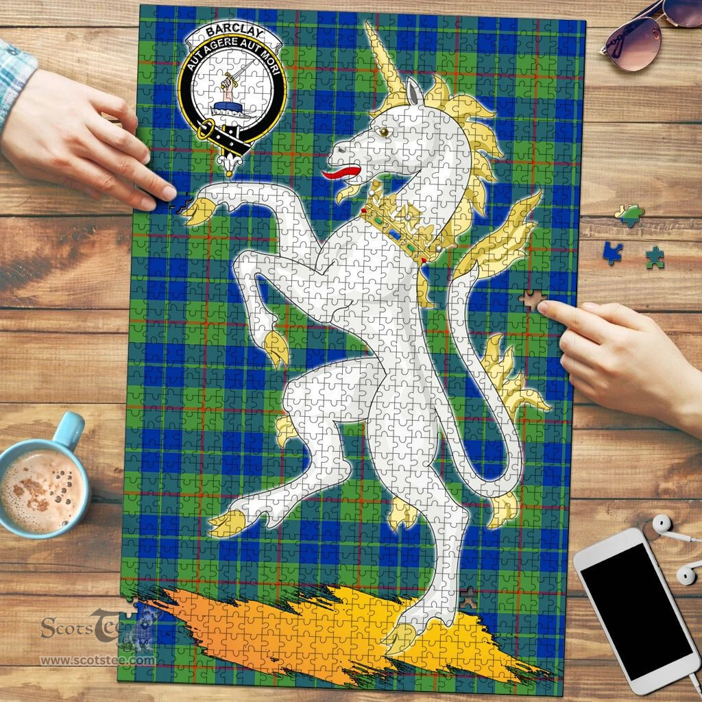 Scottish Barclay Hunting Ancient Clan Tartan Puzzle - Unicorn Style Scottish Plaid Tartan Plaid