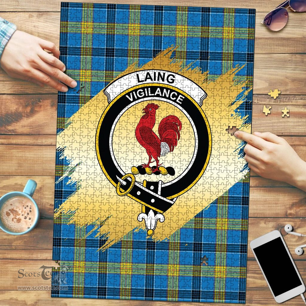 Scottish Laing Clan Tartan Puzzle - Gold Style Scottish Plaid Tartan Plaid